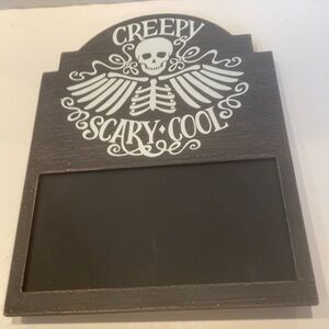 NWT & Vintage Wooden “Creepy-Scary-Cool” Skull Chalkboard